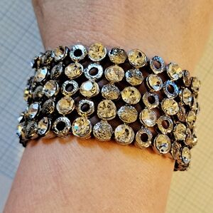 Crystal-Embellished Stretch Bracelet - Silver